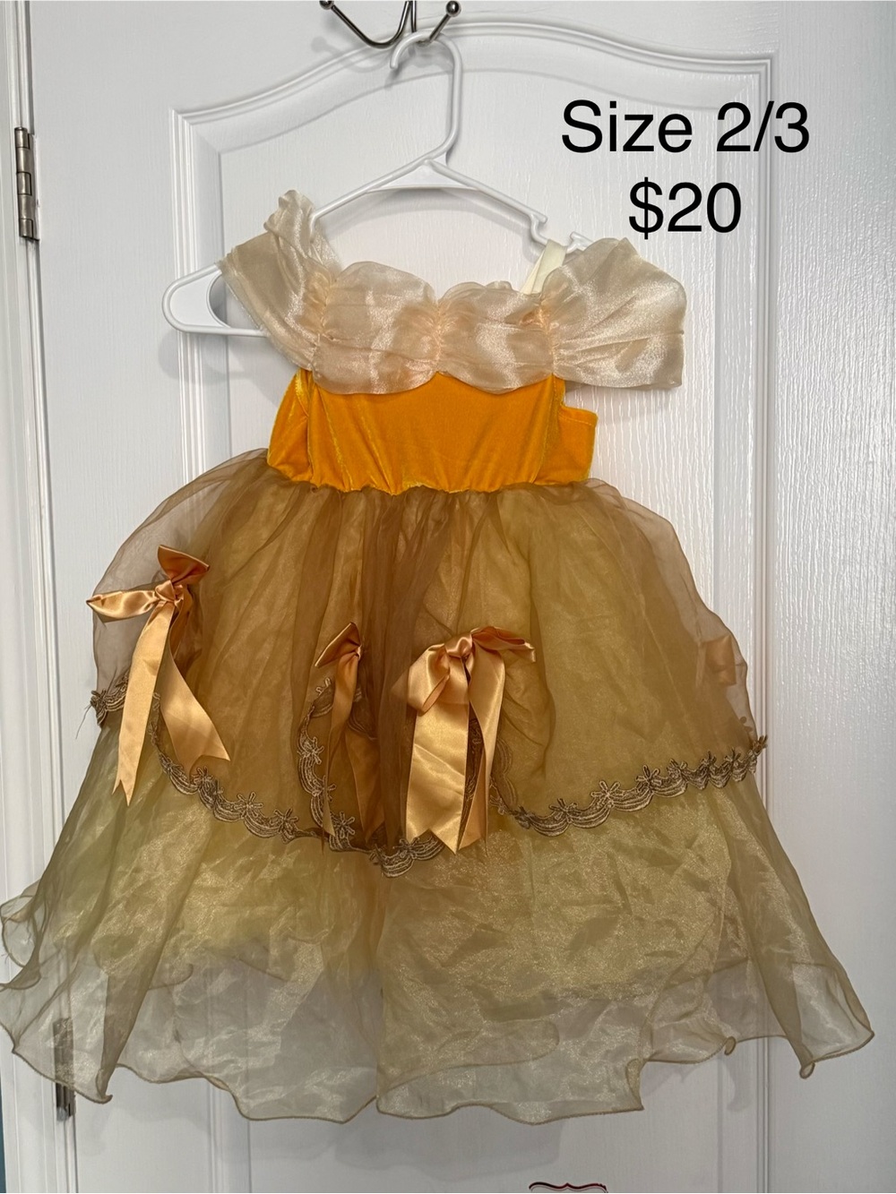 Gold Princess Tulle Dress Costume for Kids - Size 2/3